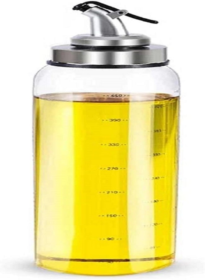 Baskety Olive Oil Dispenser Bottle, 450 ml Vinegar Dispensing Cruets With Drip-less Capped Spout, Liquid Condiment Container, Glass Decanter for Kitchen (Pack of 1) - Image 1